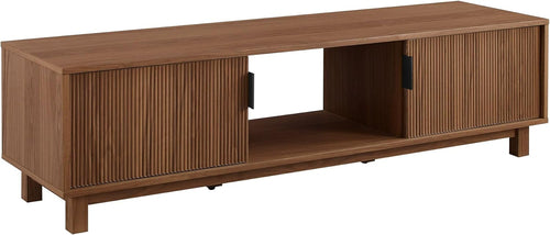Walton Modern Fluted-Door Low TV Stand for Tvs up to 65 Inches, 58 Peach Maple