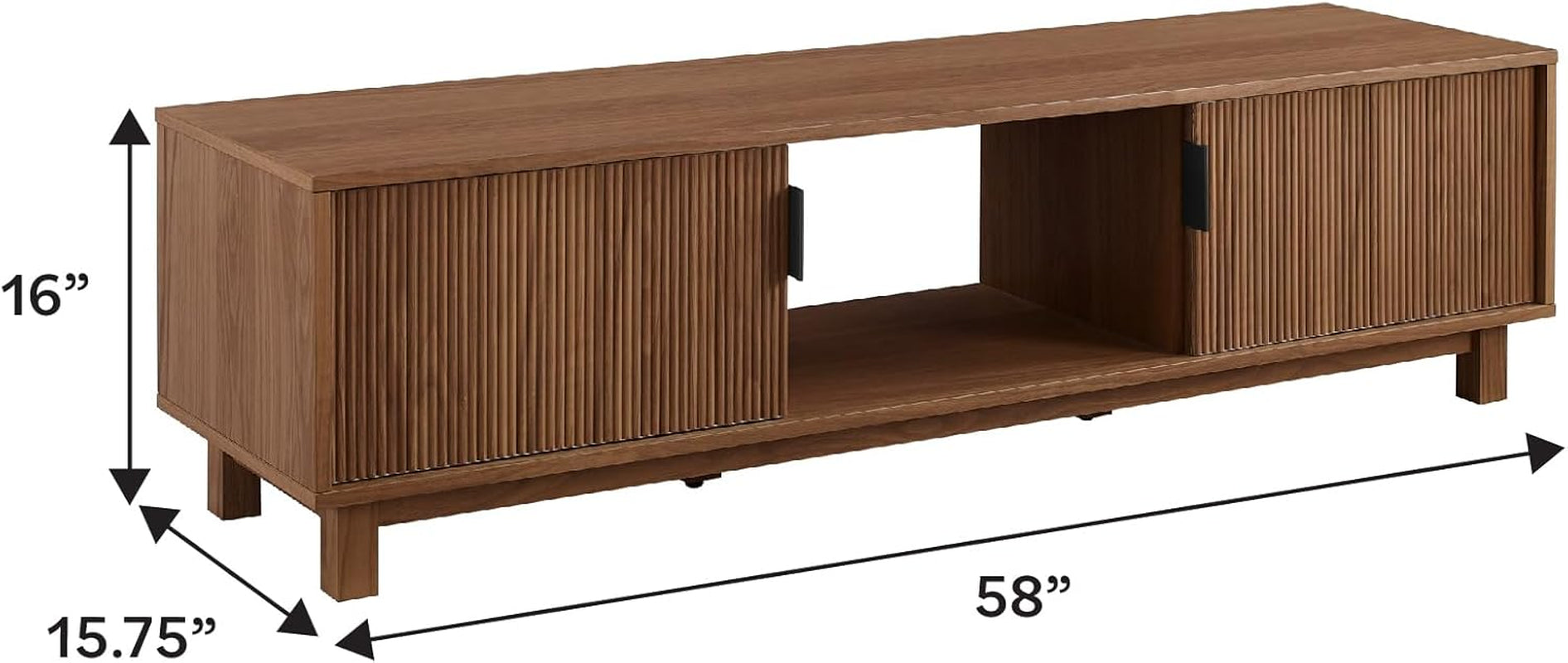 Walton Modern Fluted-Door Low TV Stand for Tvs up to 65 Inches, 58 Peach Maple