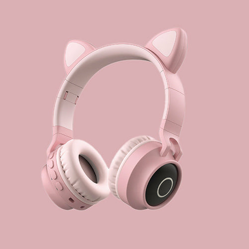 LED Light Cat Ear Headphones Wireless Bluetooth 5.0 Headset Maroon Asteria