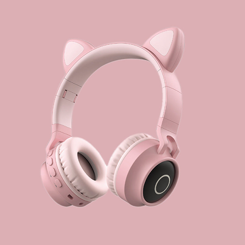 LED Light Cat Ear Headphones Wireless Bluetooth 5.0 Headset Maroon Asteria
