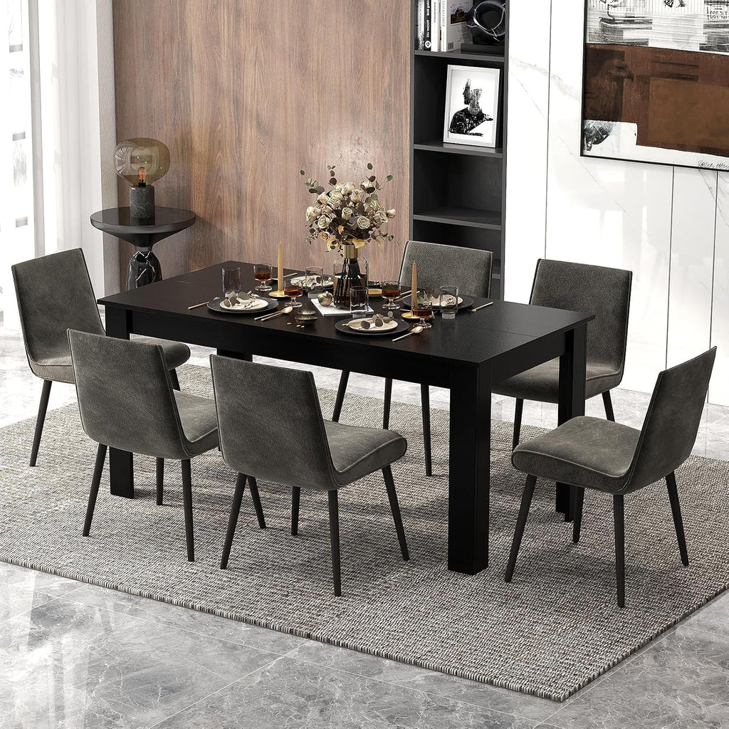 Wood Dining Table for 4-6 People, 63" Wood Rectangle Dinner Table, Peach Maple