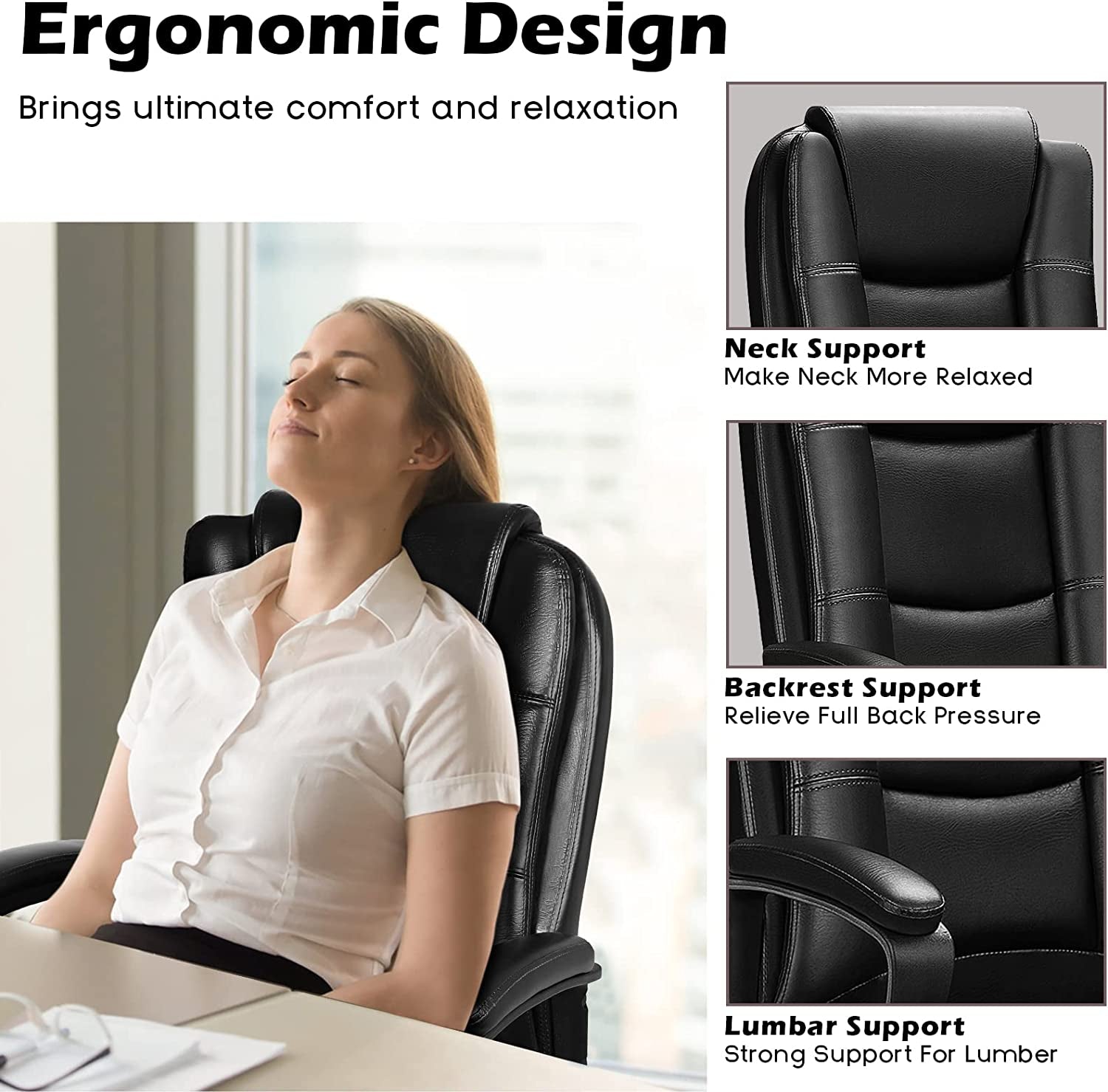Ergonomic Executive Chair with Lumbar Support Peach Maple