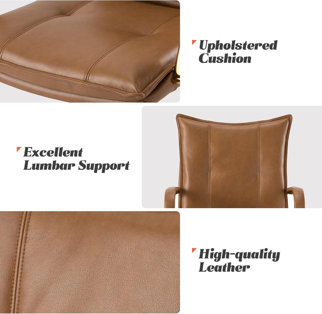 Faux Leather Home Office Desk Chair, Adjustable Swivel Computer Chair Peach Maple
