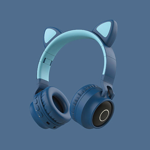 LED Light Cat Ear Headphones Wireless Bluetooth 5.0 Headset Maroon Asteria