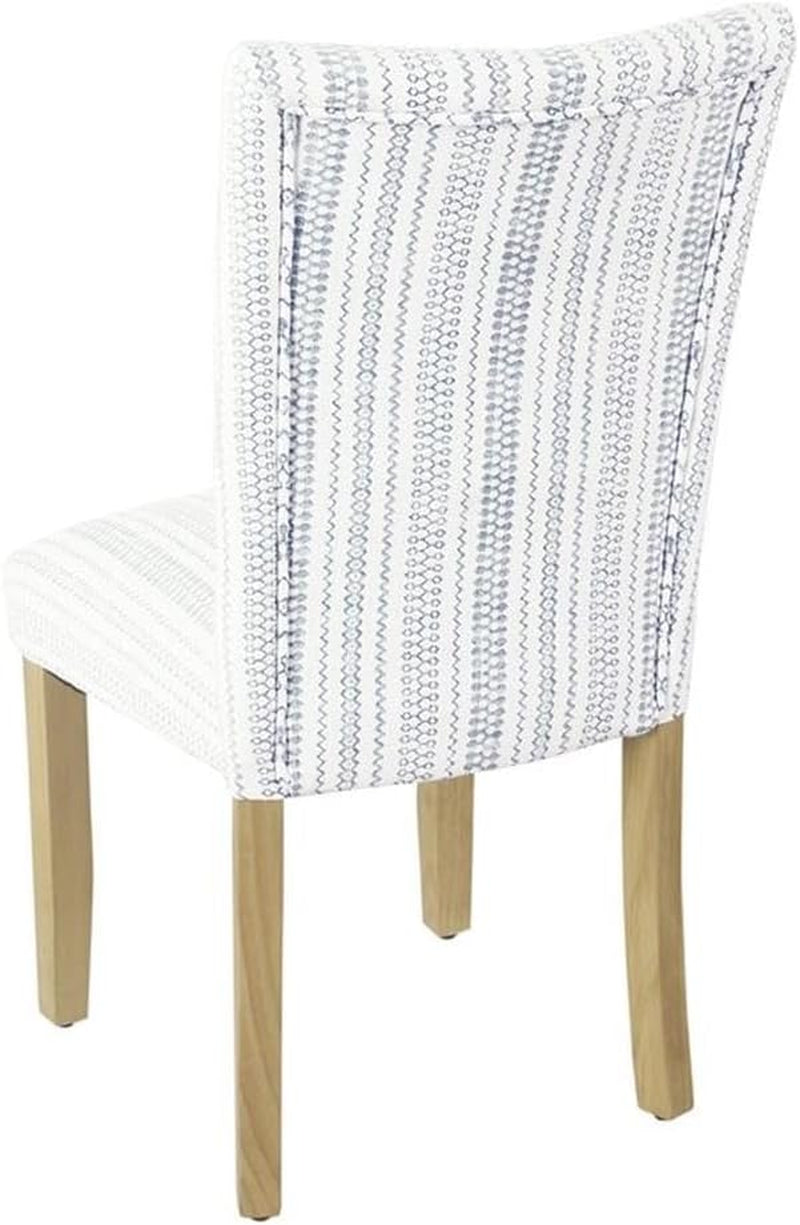 Classic Parsons Dining Chair -Blue Farmhouse Stripe (Set of 2) Peach Maple