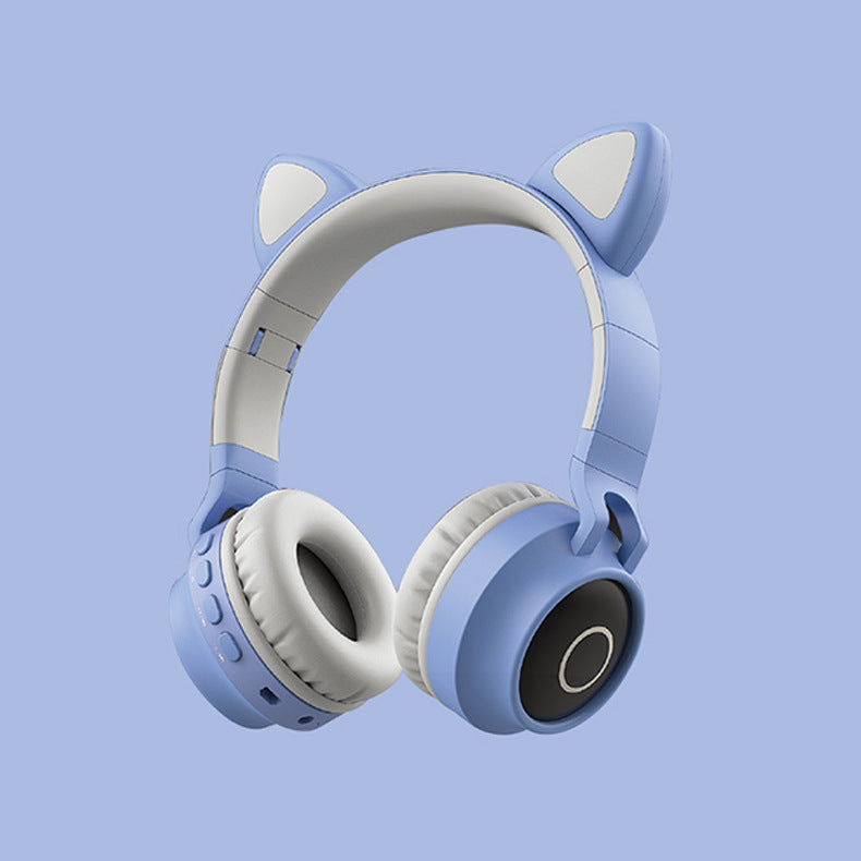 LED Light Cat Ear Headphones Wireless Bluetooth 5.0 Headset Maroon Asteria