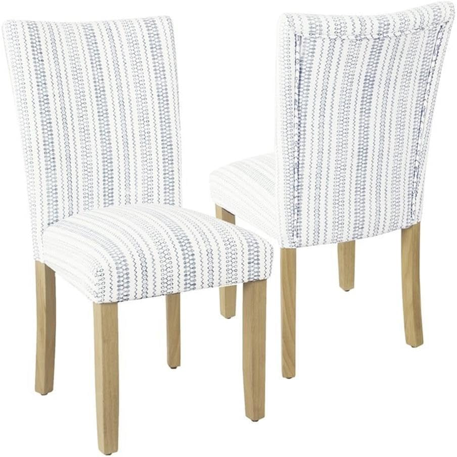 Classic Parsons Dining Chair -Blue Farmhouse Stripe (Set of 2) Peach Maple
