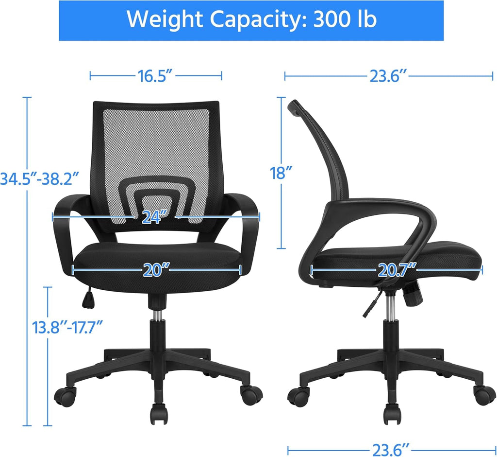 Office Chair Ergonomic Computer Chair Mid Back Adjustable Desk Chair Peach Maple