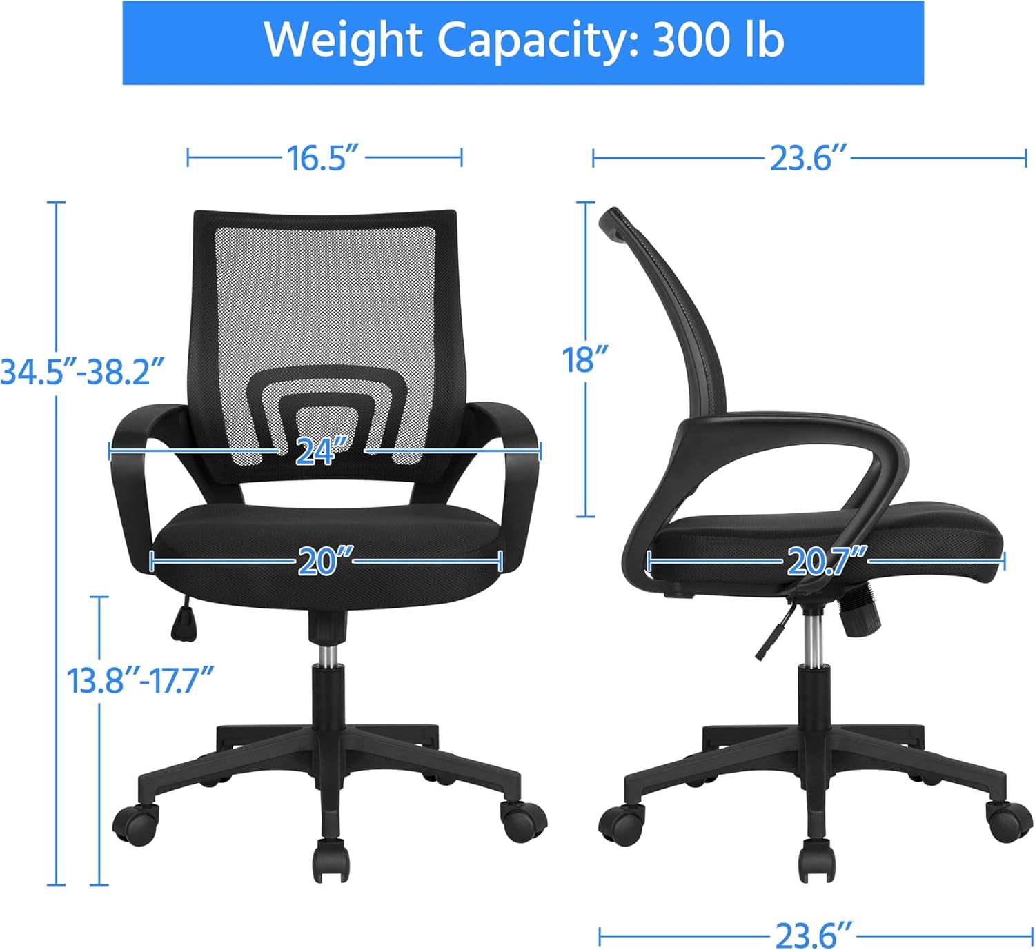 Office Chair Ergonomic Computer Chair Mid Back Adjustable Desk Chair Peach Maple