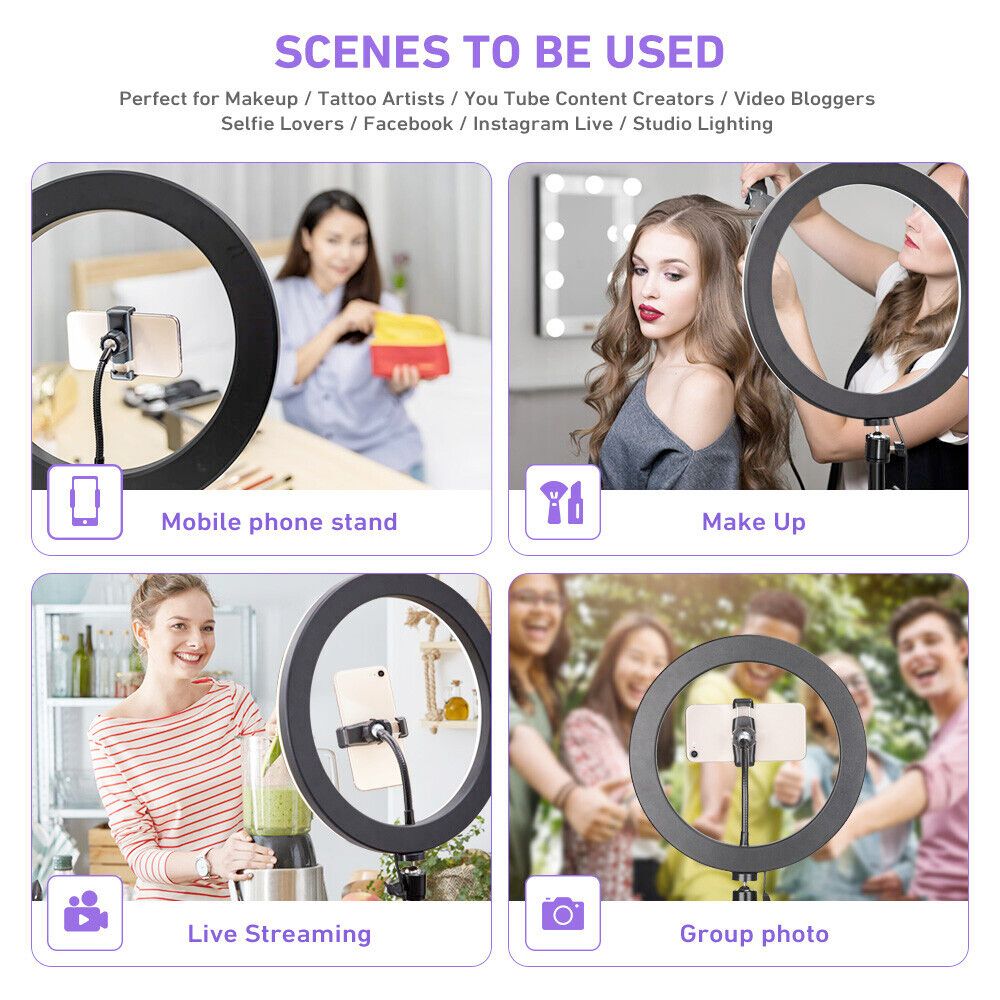 LED Ring Light With Phone Tripod Stand Kit 10" Yellow Pandora