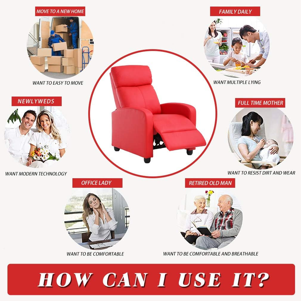 Recliner Chair for Living Room Recliner Sofa Reading Chair Winback Peach Maple