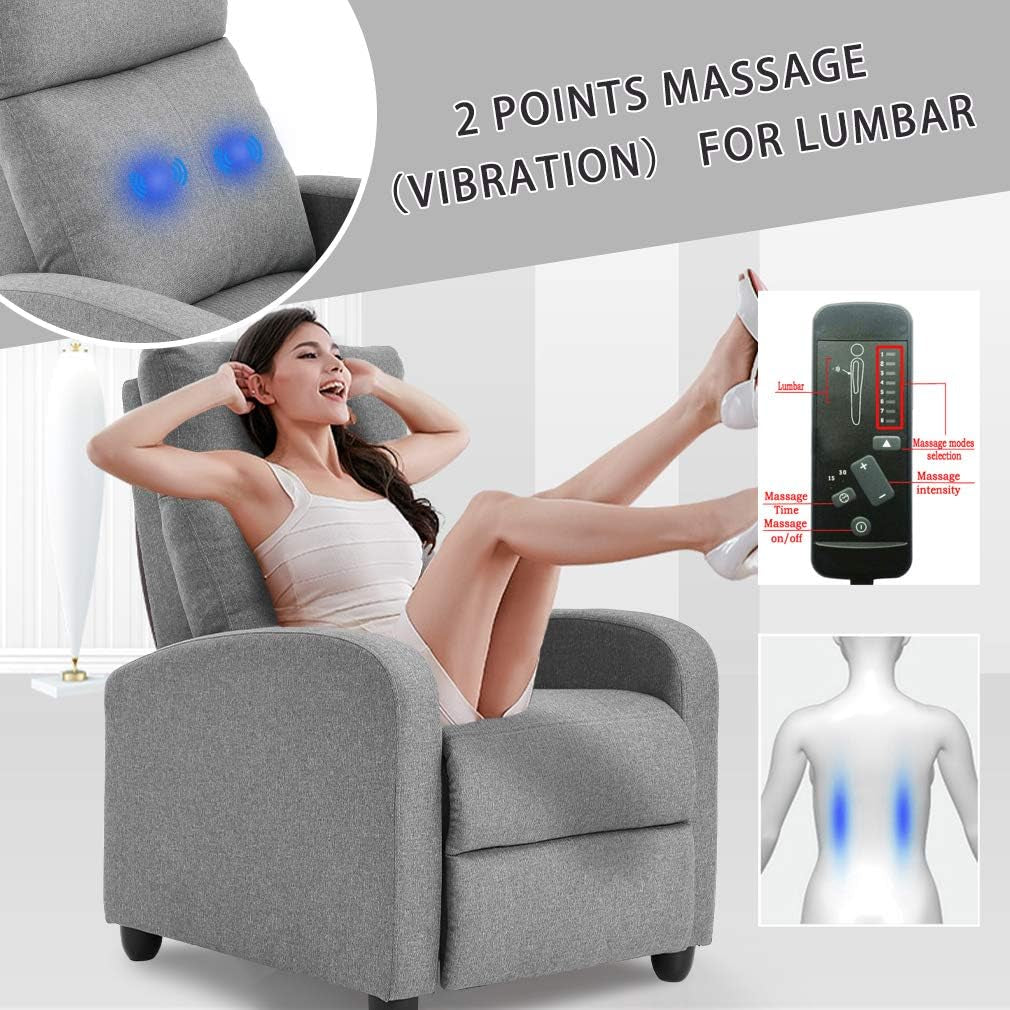 Recliner Chair for Living Room Winback Single Sofa Massage Recliner Peach Maple