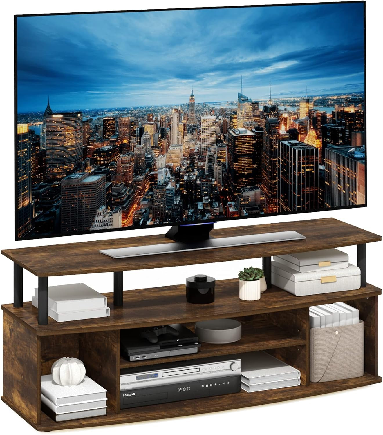 Jaya Large Entertainment Center Stand Unit/Tv for up to 55 Inch, Amber Peach Maple