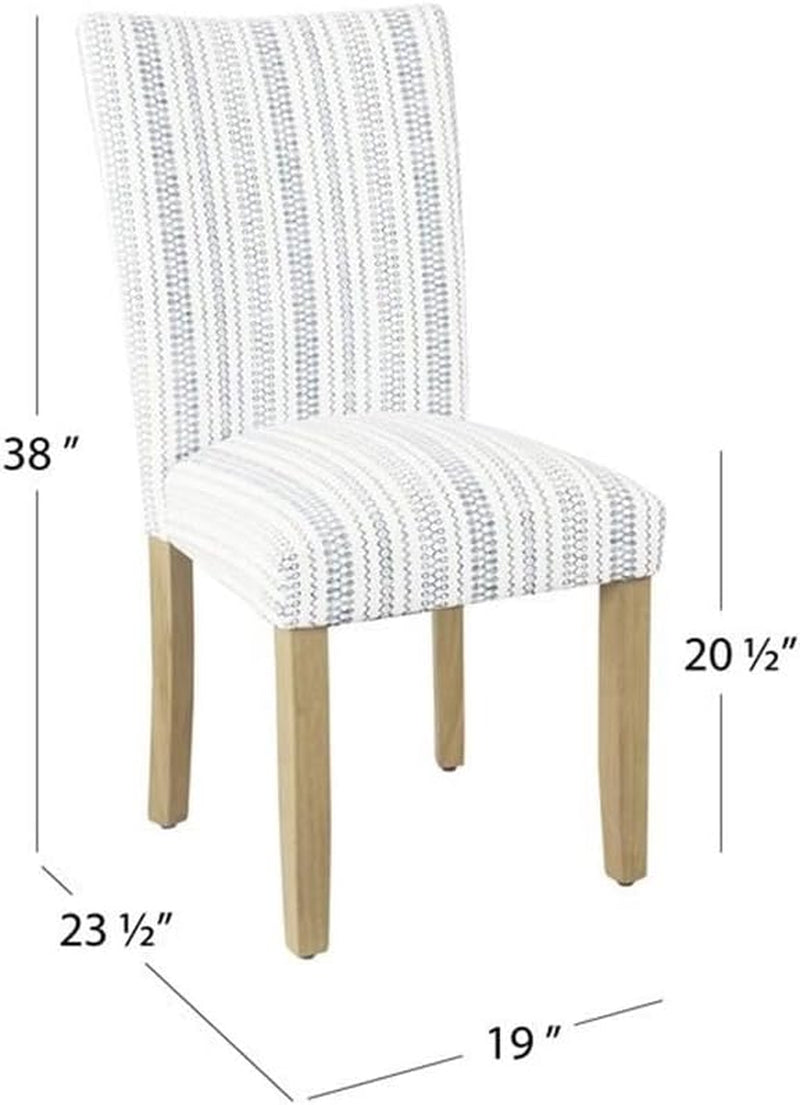 Classic Parsons Dining Chair -Blue Farmhouse Stripe (Set of 2) Peach Maple