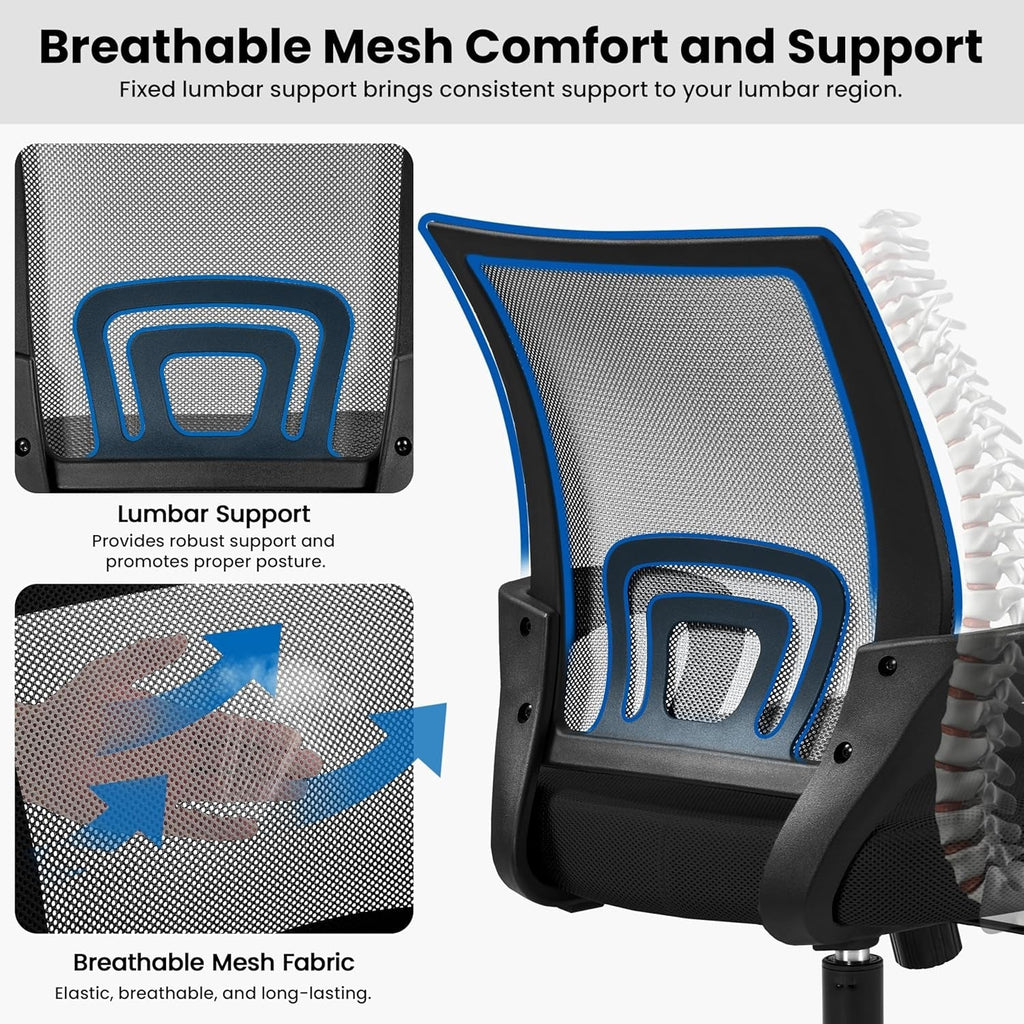 Office Chair Ergonomic Computer Chair Mid Back Adjustable Desk Chair Peach Maple
