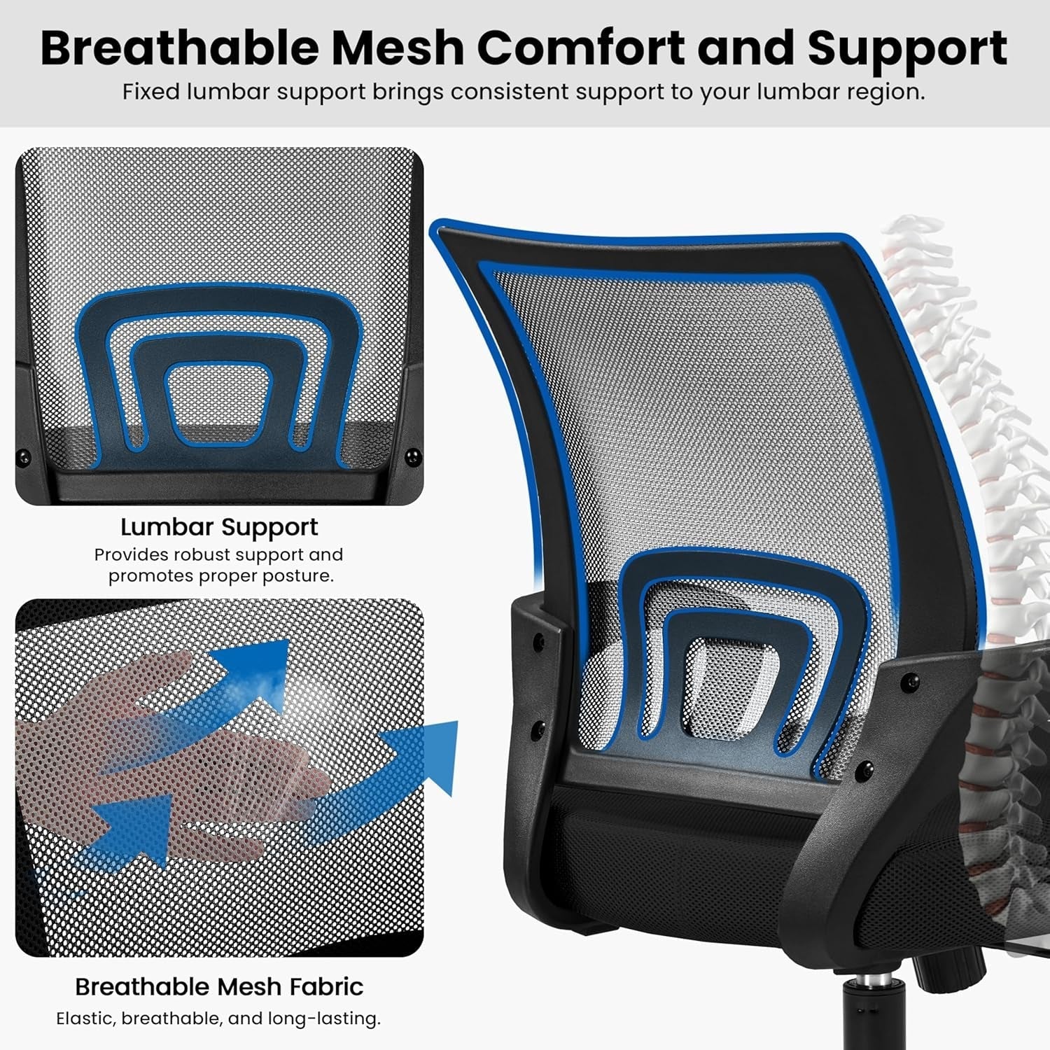 Office Chair Ergonomic Computer Chair Mid Back Adjustable Desk Chair Peach Maple
