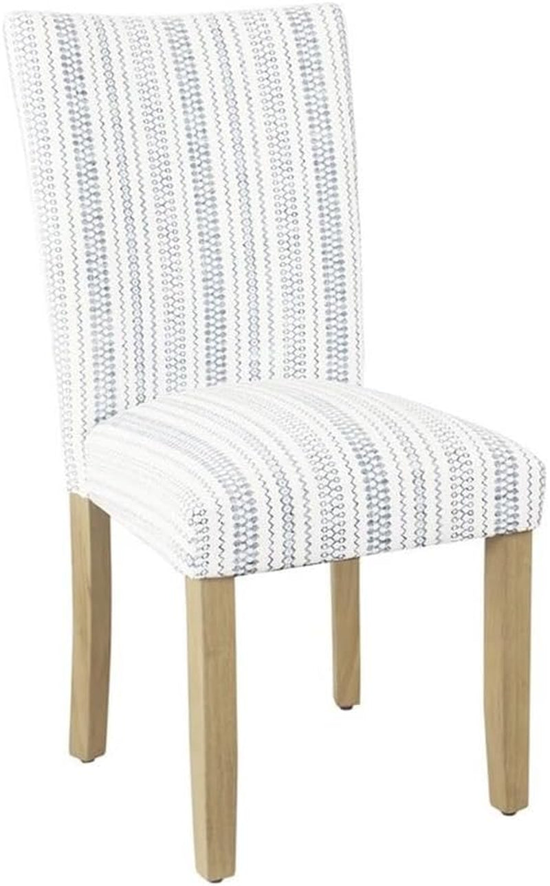 Classic Parsons Dining Chair -Blue Farmhouse Stripe (Set of 2) Peach Maple