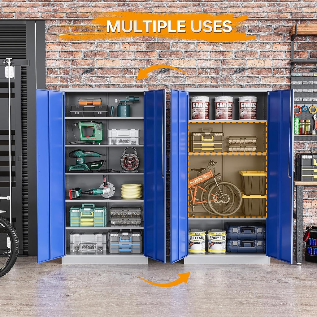 Metal Garage Storage Cabinet with Lock, 71" Steel Lockable File Peach Maple