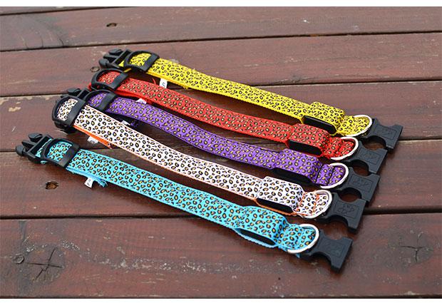 Fashion Leopard Adjustable Led Dog Collar Tan Cress