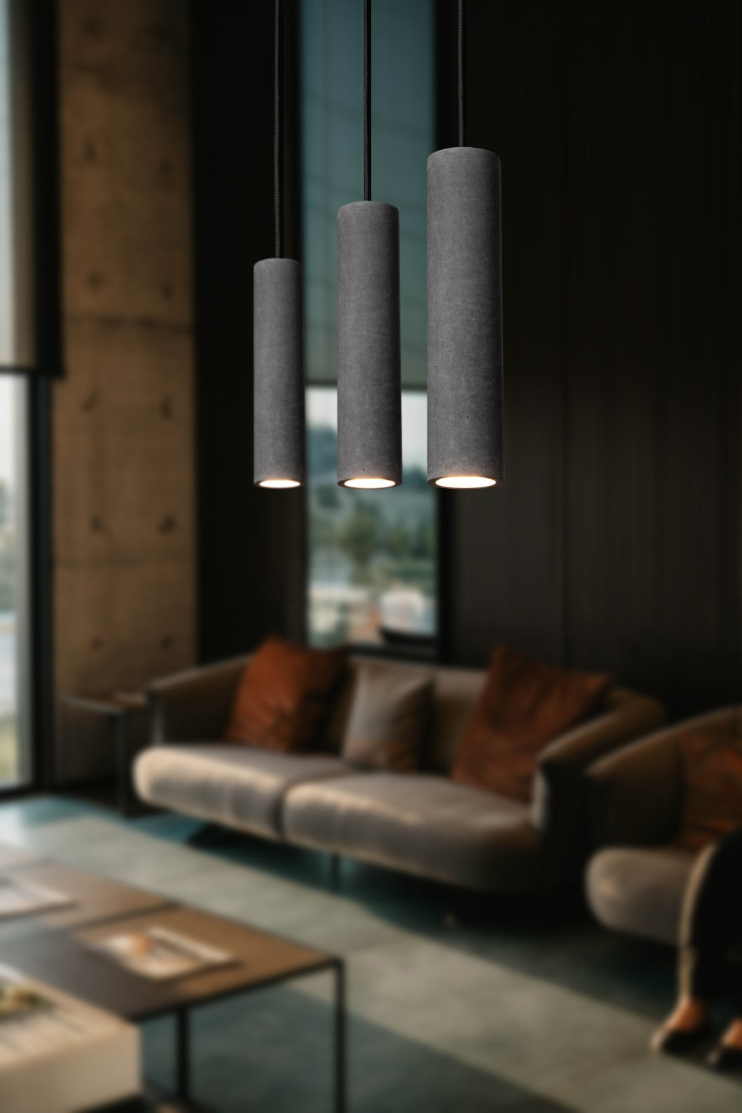 GRAY Concrete Pendant Light B+B Amaranth Broadleaf