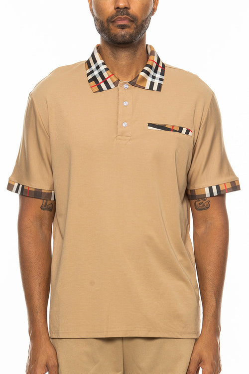 Checkered Detail Polo Lime Milo