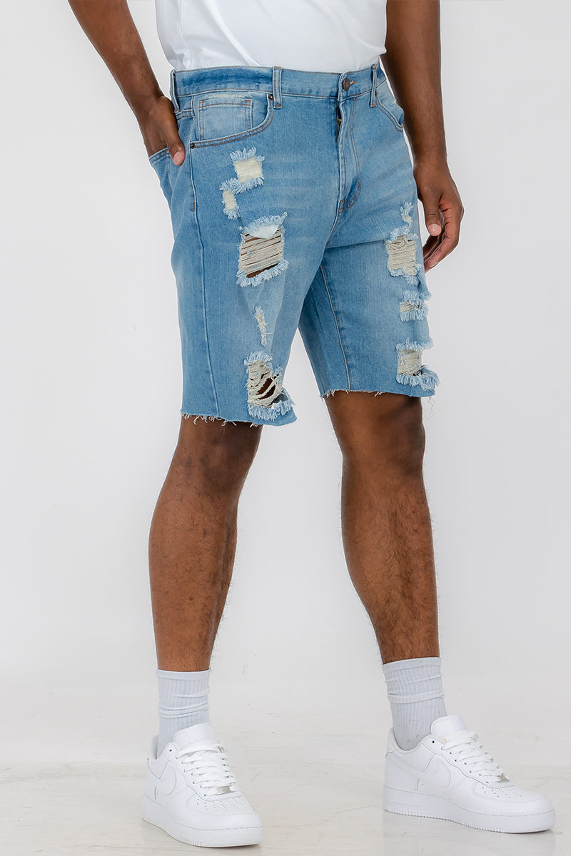 Washed Distressed Denim Shorts DSP1 Lime Milo