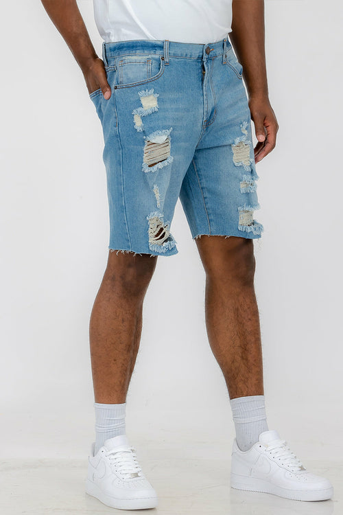 Washed Distressed Denim Shorts DSP1 Lime Milo