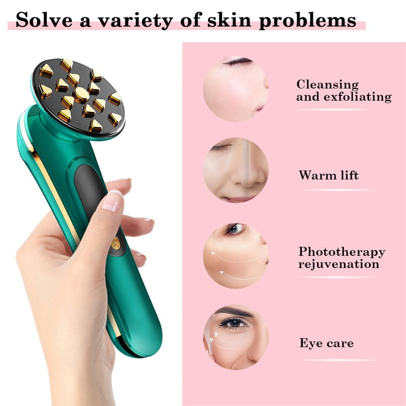 EMS Facial Massager LED Light Anti Aging Wrinkle Facial Care Maroon Asteria