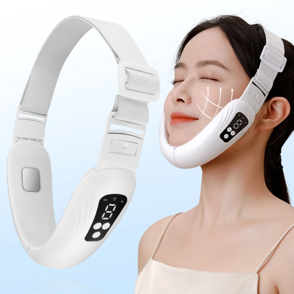 Skin Care EMS Electric Facial Massager Face Slimming Machine V Line Maroon Asteria