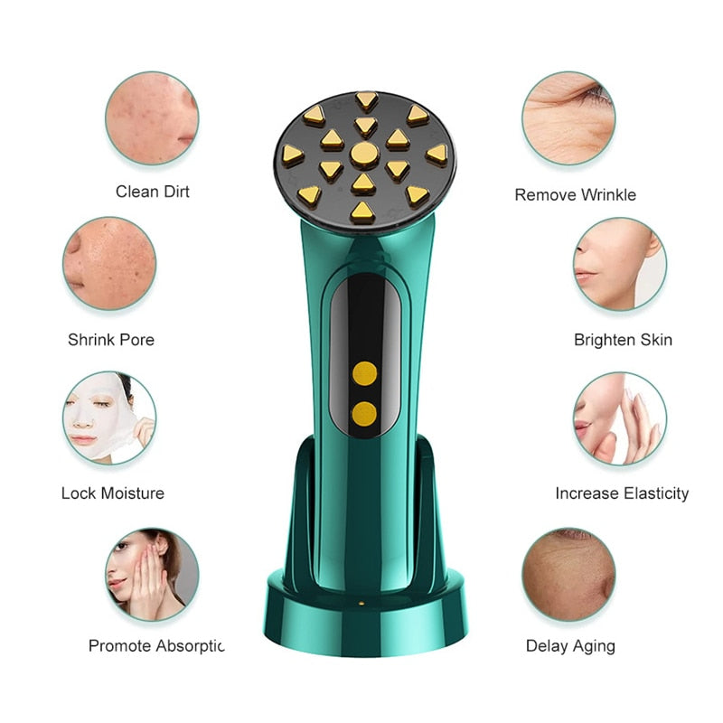 EMS Facial Massager LED Light Anti Aging Wrinkle Facial Care Maroon Asteria