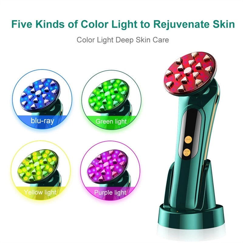 EMS Facial Massager LED Light Anti Aging Wrinkle Facial Care Maroon Asteria