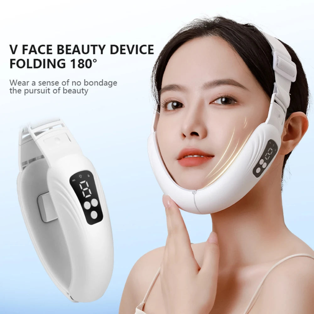 Skin Care EMS Electric Facial Massager Face Slimming Machine V Line Maroon Asteria