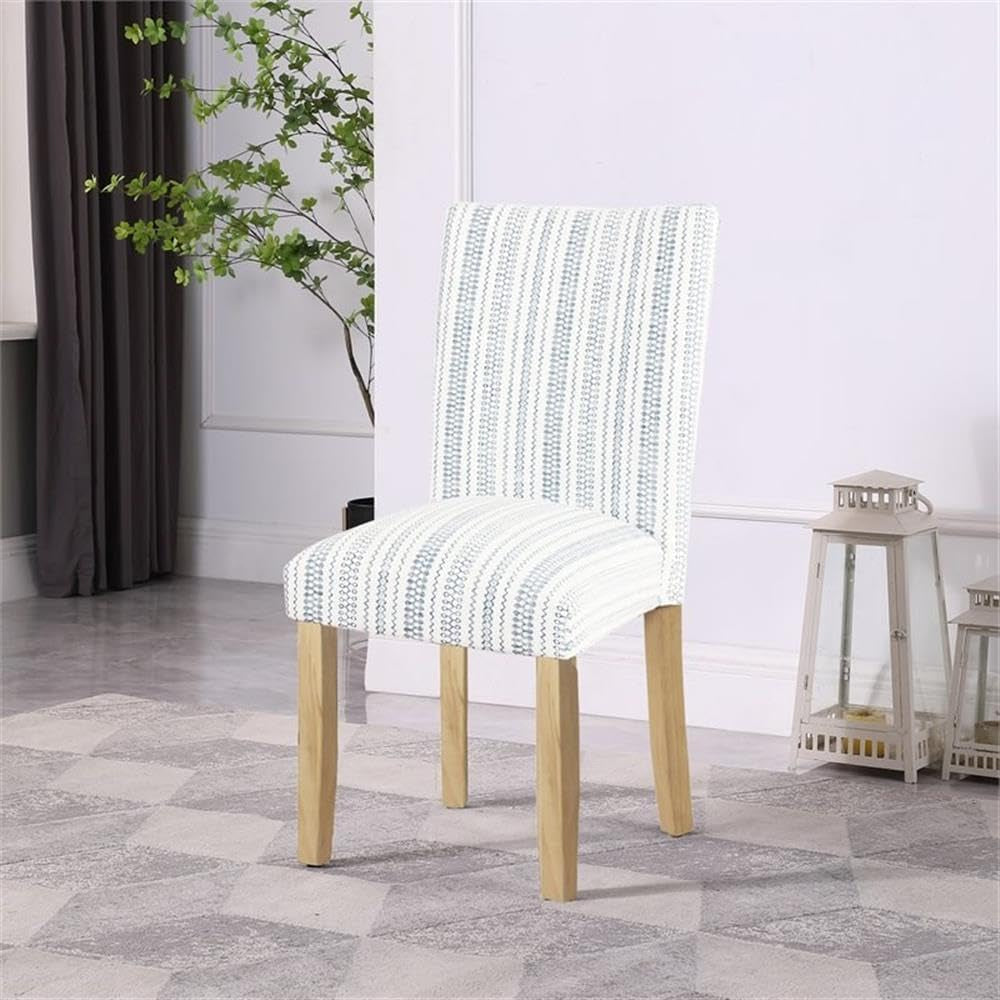 Classic Parsons Dining Chair -Blue Farmhouse Stripe (Set of 2) Peach Maple