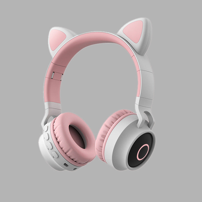 LED Light Cat Ear Headphones Wireless Bluetooth 5.0 Headset Maroon Asteria