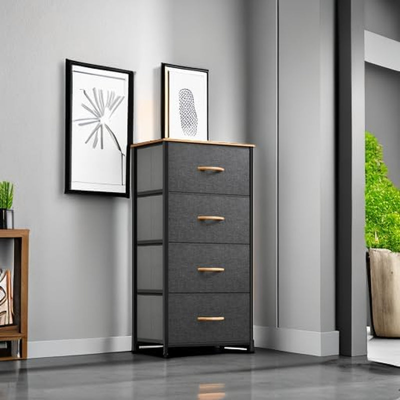 Dresser with 4 Drawers - Fabric Storage Tower, Organizer Unit for Peach Maple