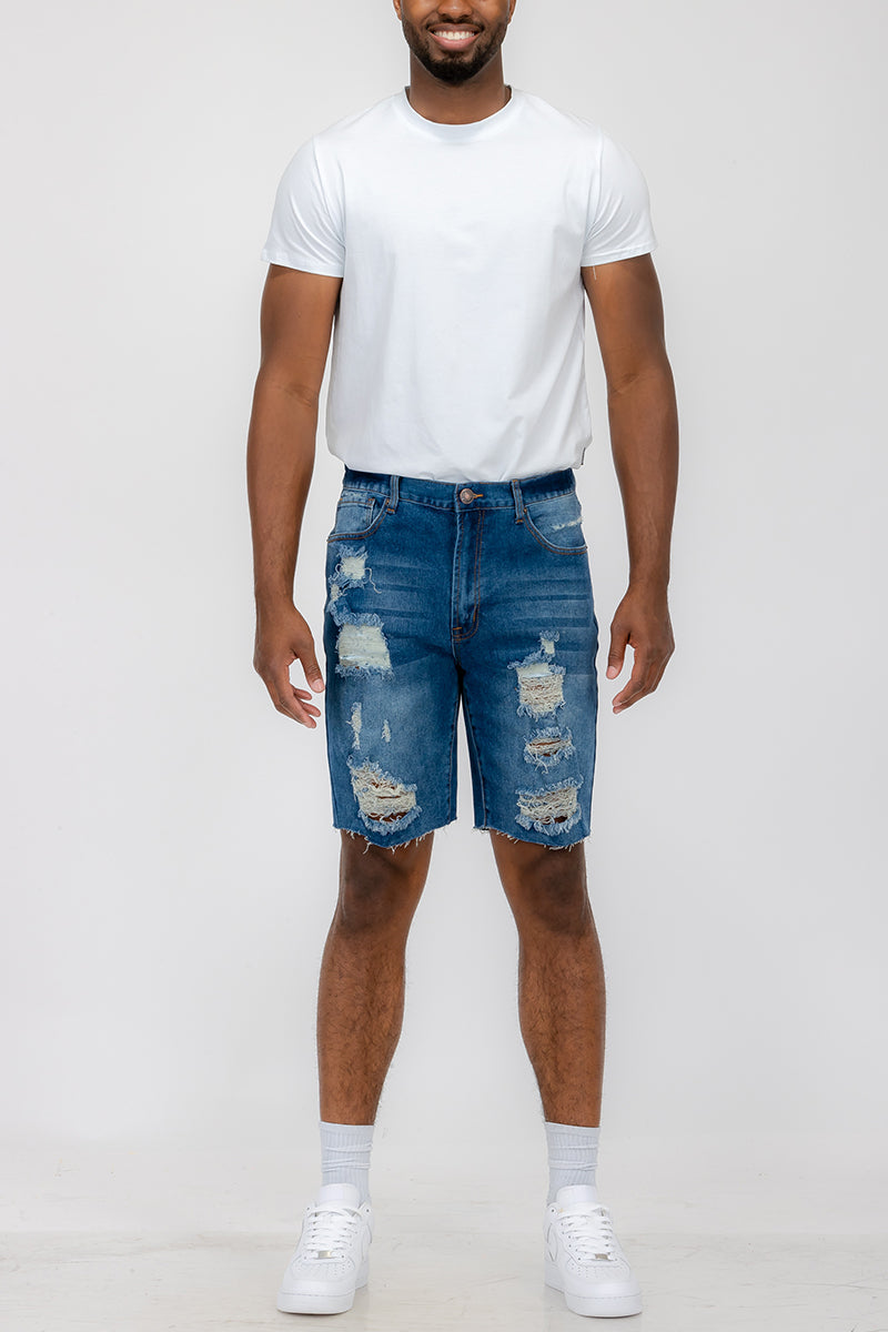Washed Distressed Denim Shorts DSP1 Lime Milo