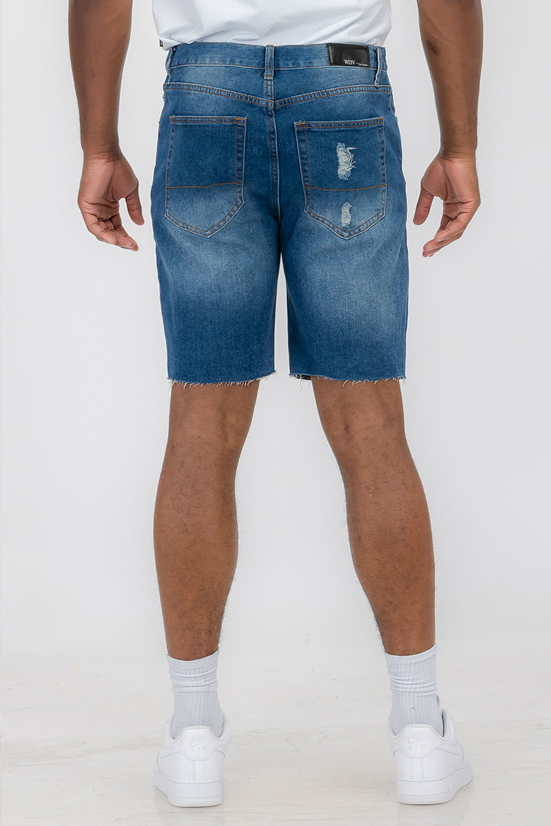 Washed Distressed Denim Shorts DSP1 Lime Milo