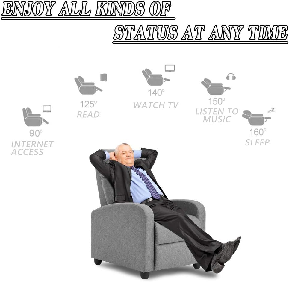 Recliner Chair for Living Room Winback Single Sofa Massage Recliner Peach Maple