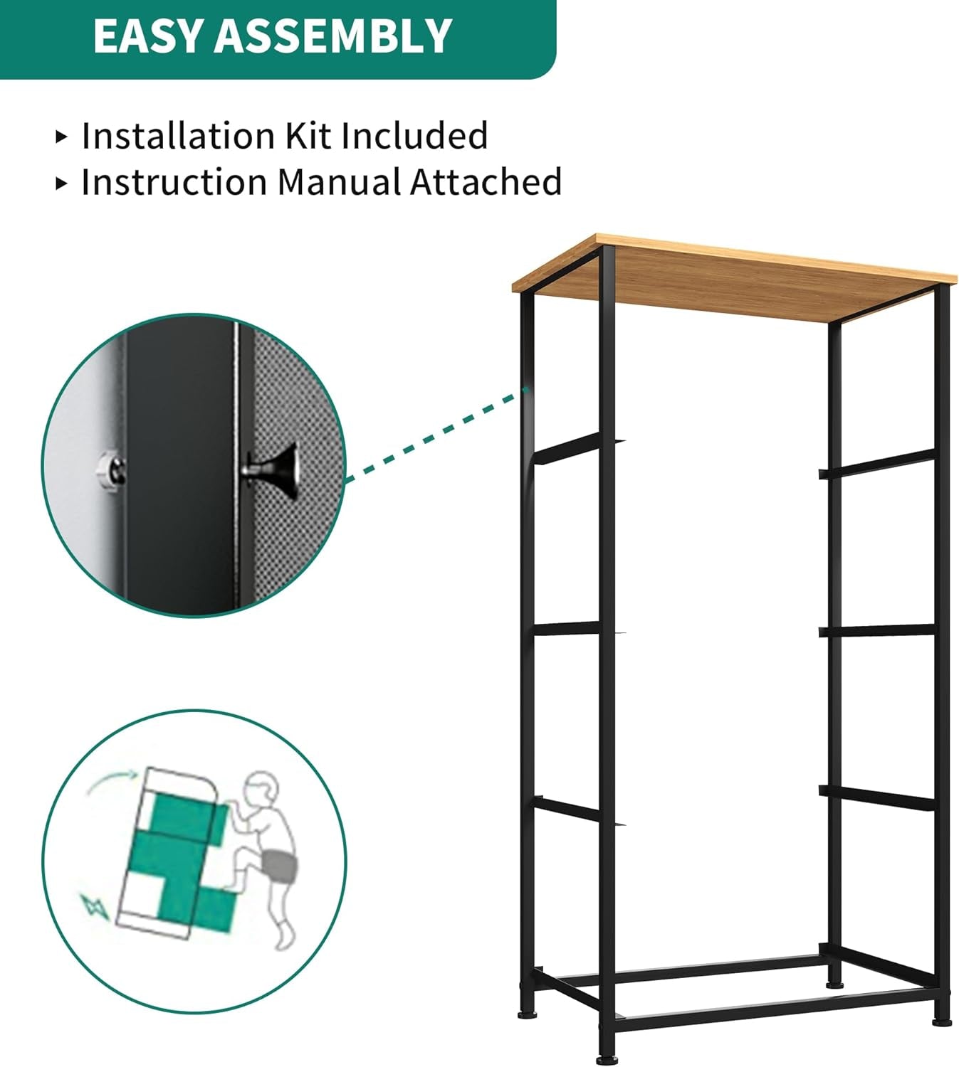 Dresser with 4 Drawers - Fabric Storage Tower, Organizer Unit for Peach Maple