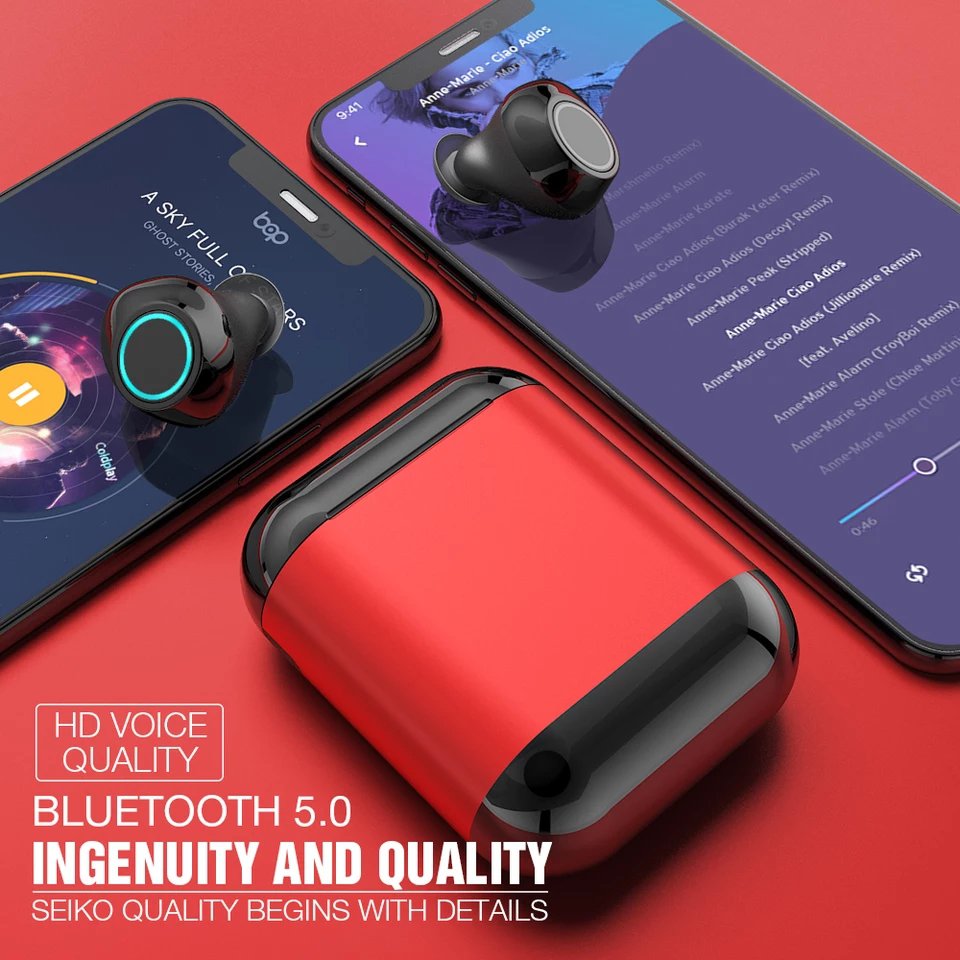 Bluetooth 5.0 Self-Charging Earphones Fuchsia Molly