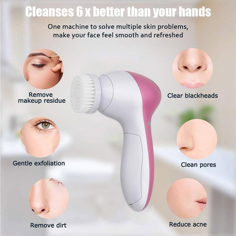 Face Massage Cleansing Brush 5 Pcs Set Yellow Pandora