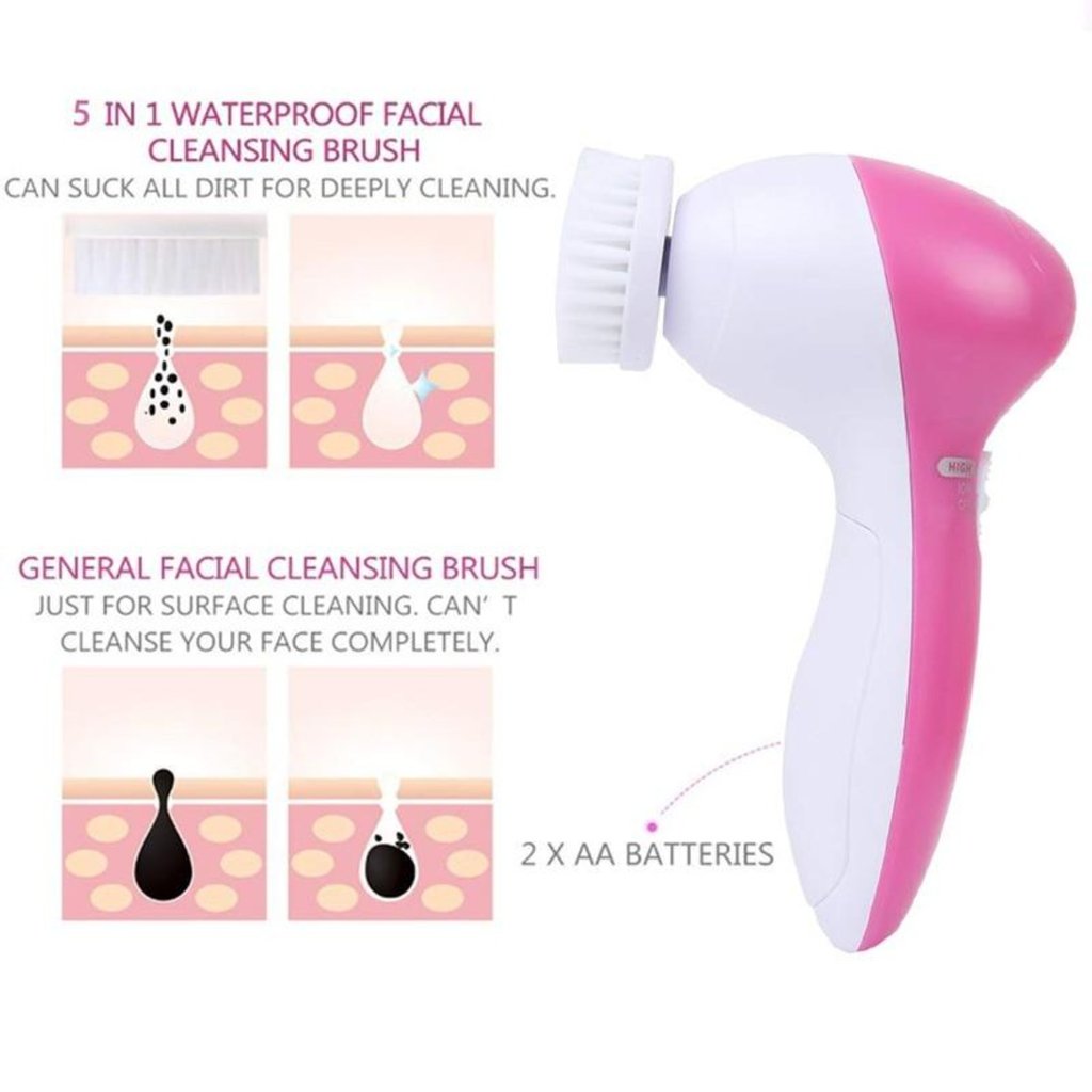 Face Massage Cleansing Brush 5 Pcs Set Yellow Pandora