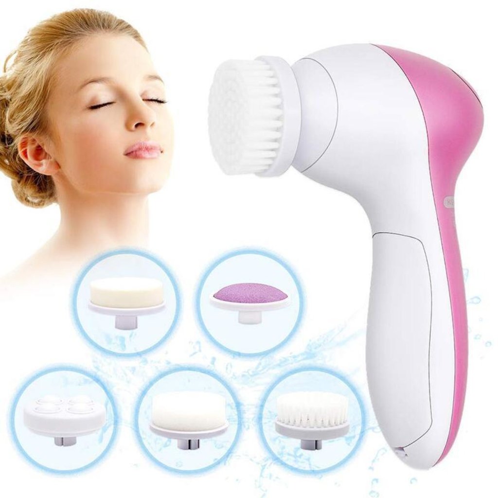 Face Massage Cleansing Brush 5 Pcs Set Yellow Pandora