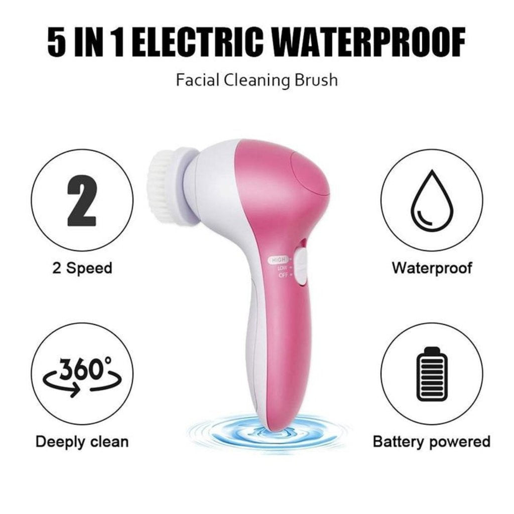Face Massage Cleansing Brush 5 Pcs Set Yellow Pandora