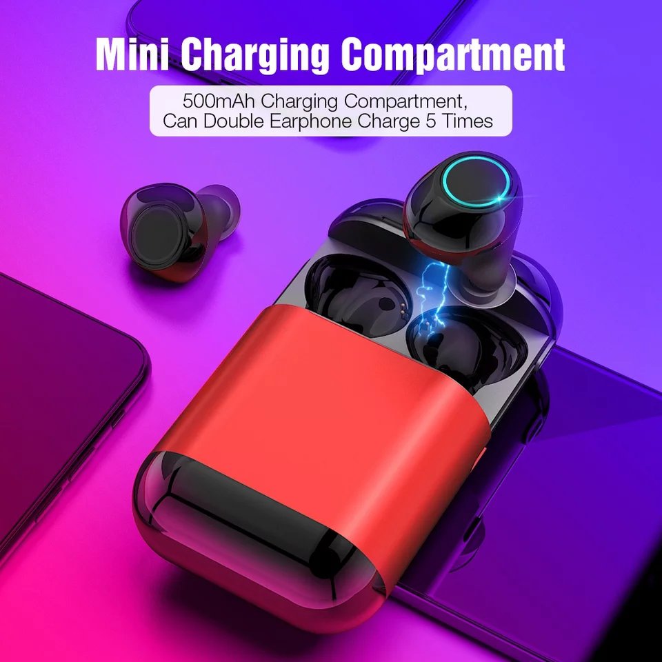 Bluetooth 5.0 Self-Charging Earphones Fuchsia Molly