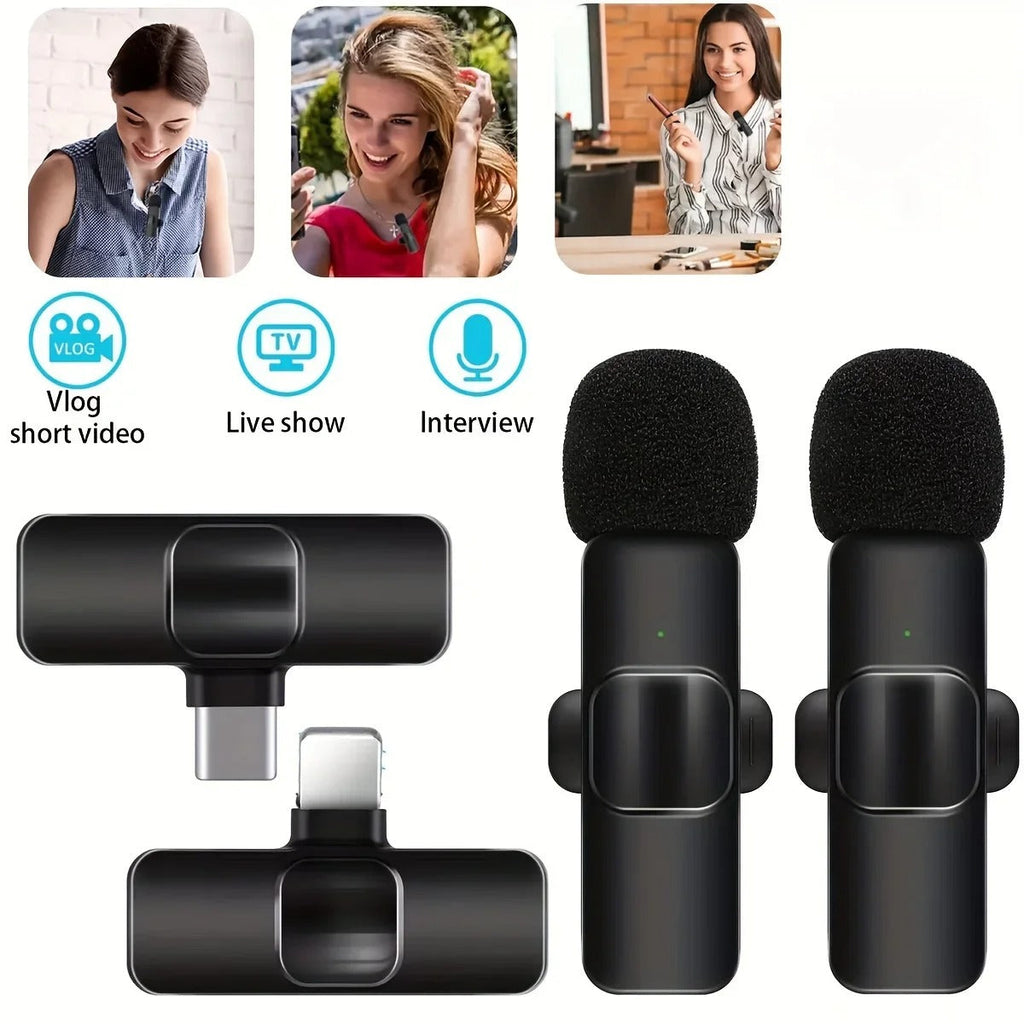 2 Wireless Microphone Video Recording Podcast Built-in Noise Reduction Green Mulberry