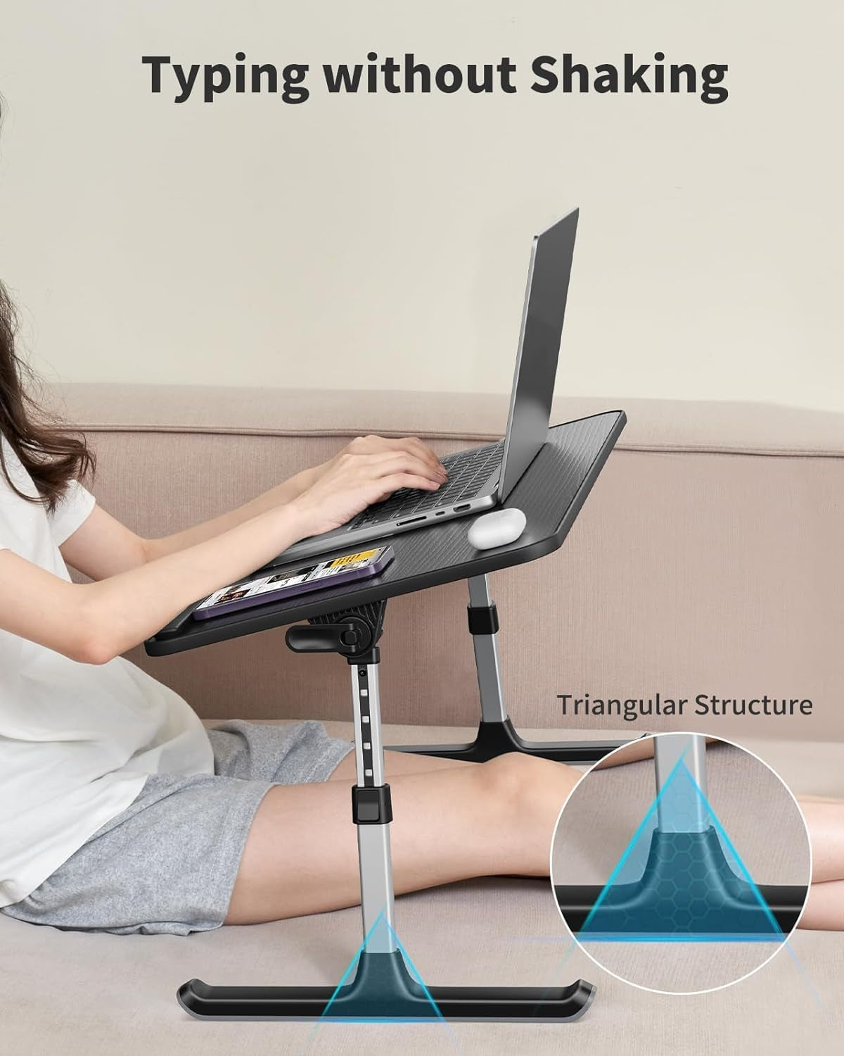 Laptop Desk for Bed,  Height & Angle Adjustable Laptop Stand for Bed, Peach Maple