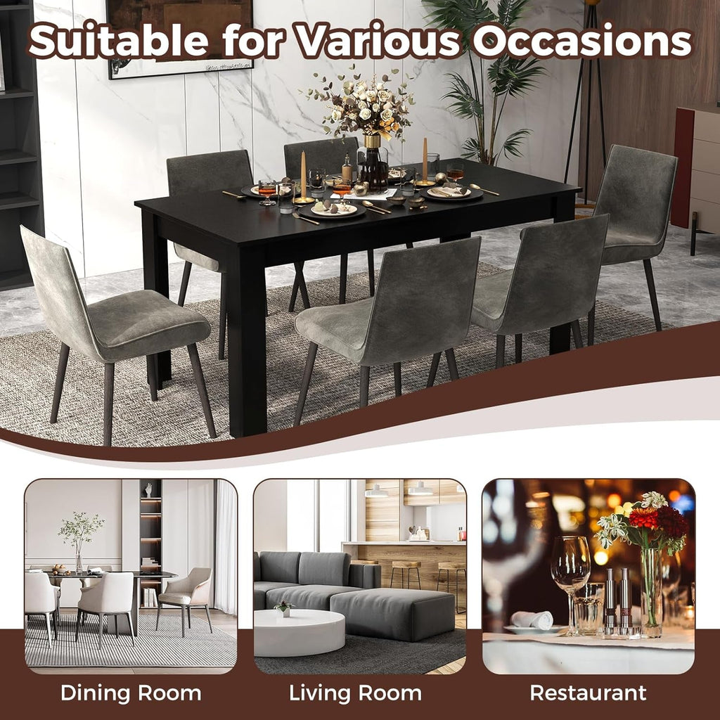 Wood Dining Table for 4-6 People, 63" Wood Rectangle Dinner Table, Peach Maple