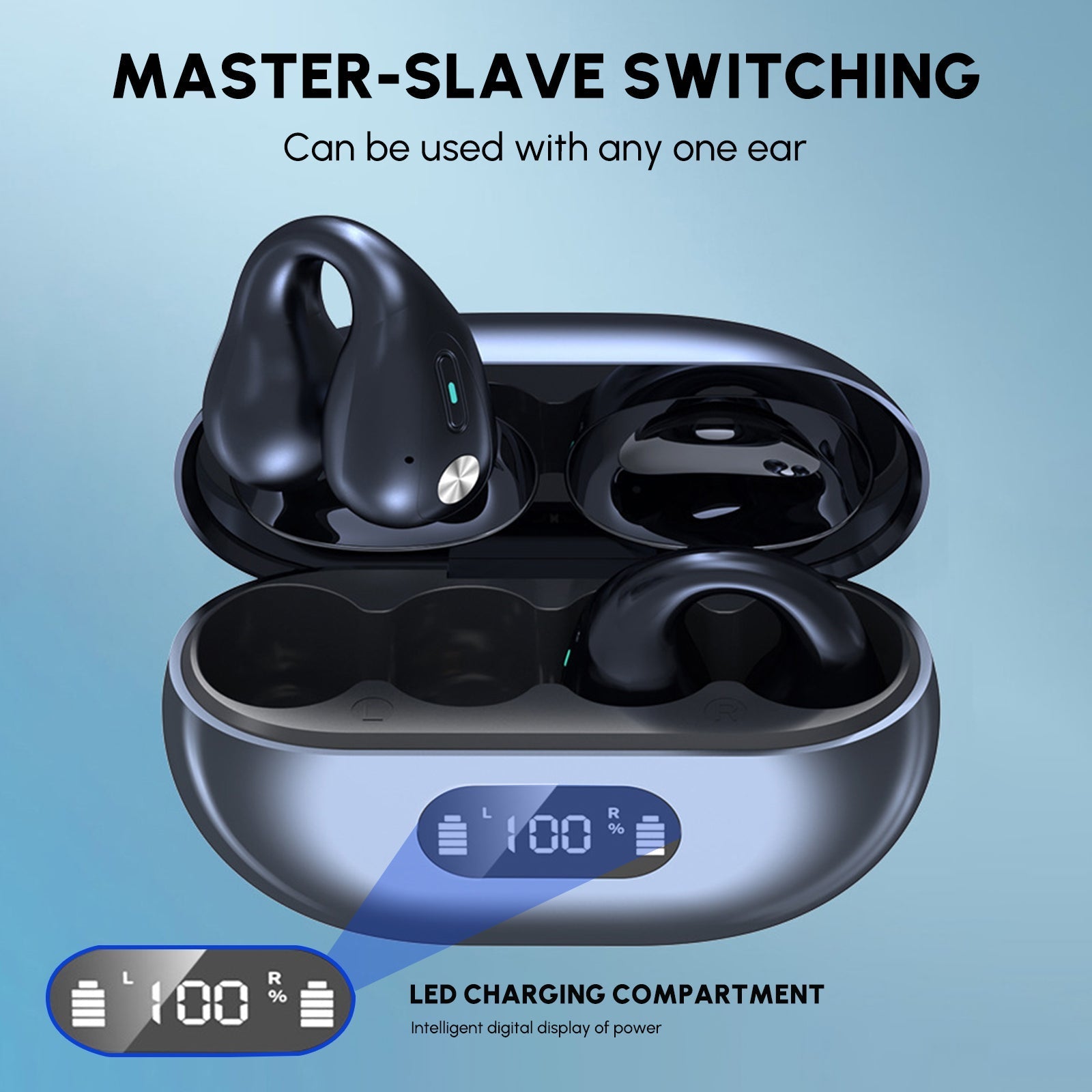 Ear-Clip Bluetooth 5.3 Stereo Earphones Waterproof Wireless Headphone Pink Iolaus