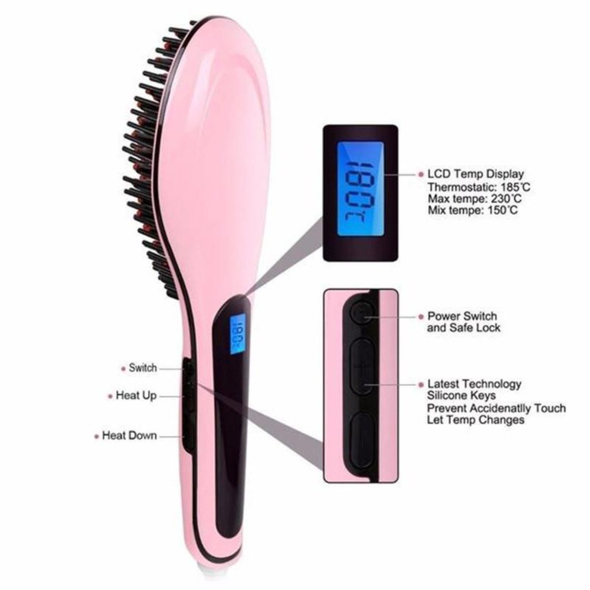 Electronic Hair Straightening Brush Yellow Pandora